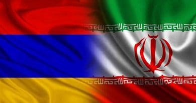 Flags of Armenia and Iran.