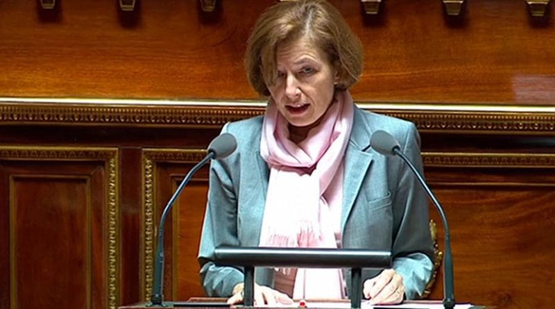Florence Parly, Minister of Defence of France, debates the Strategic Review of French National Defence and Security 2017 at the French Senate. Photo: Public Sénat.