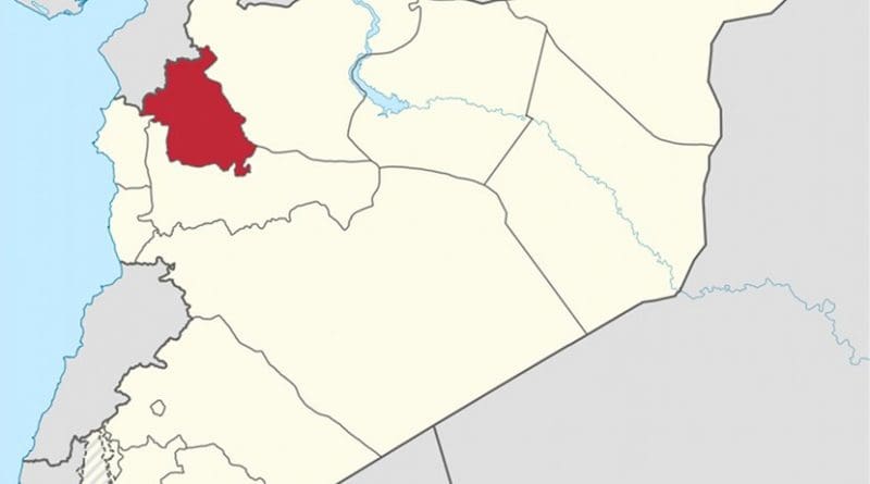 Map of Syria with Idlib highlighted. Source: Wikipedia Commons.