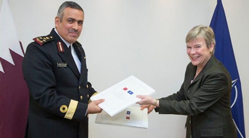 Brigadier General Tariq Khalid M. F. Alobaidli, Head of the International Military Cooperation Department, Armed Forces of the State of Qatar, and NATO Deputy Secretary General Rose Gottemoeller. Photo Credit: NATO