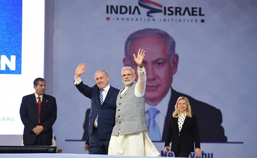 India's Prime Minister Narendra Modi and Israeli Prime Minister Netanyahu. Photo Credit: India PM Office.