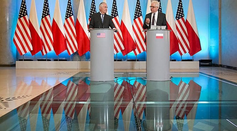 U.S. Secretary of State Rex Tillerson and Polish Foreign Minister Jack Czaputowicz provide remarks during a joint press conference in Warsaw, Poland on January 27, 2018. [State Department photo/ Public Domain]