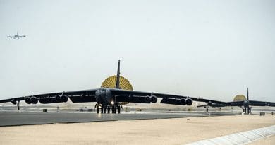 U.S. Air Force B-52 Stratofortress aircraft from Barksdale Air Force Base, Louisiana, arrive at Al Udeid Air Base, Qatar. Credit: U.S. Air Force