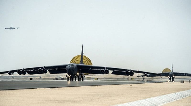 U.S. Air Force B-52 Stratofortress aircraft from Barksdale Air Force Base, Louisiana, arrive at Al Udeid Air Base, Qatar. Credit: U.S. Air Force