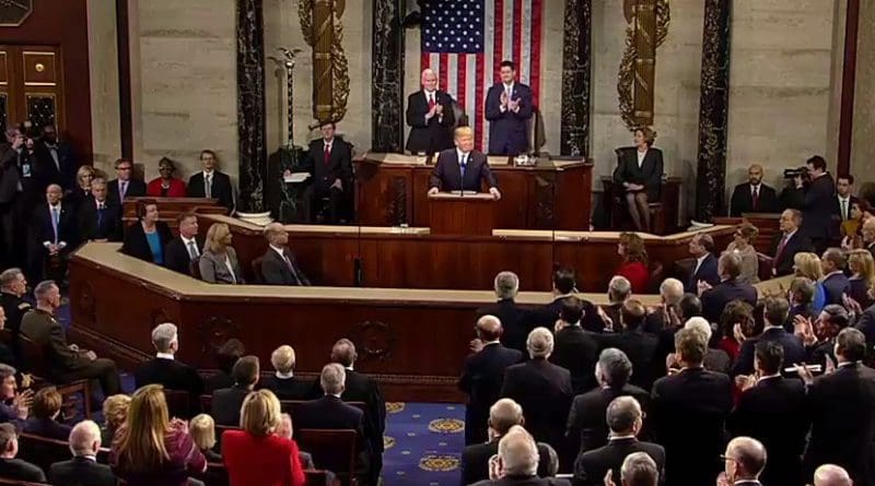 US President Donald Trump delivers 2018 State of the Union speech. Photo Credit: White House video screenshot.