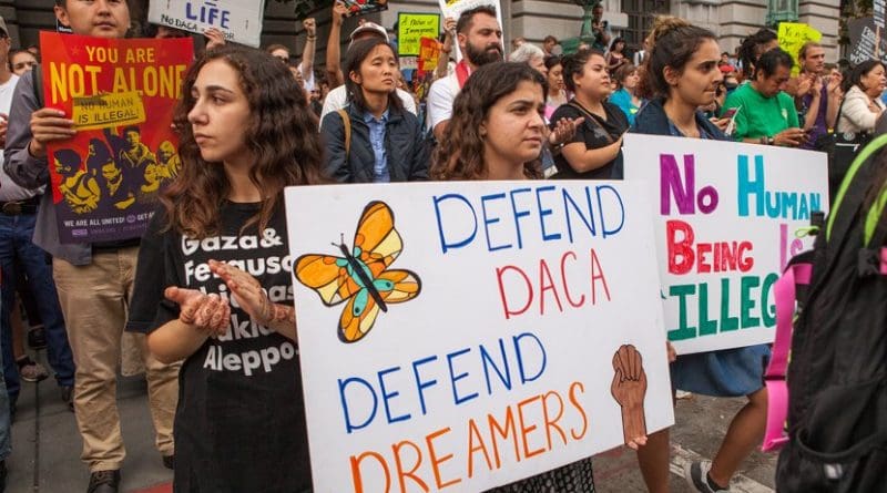 DACA supports in protest in San Francisco, September 5, 2017. Photo by Pax Ahimsa Gethen, Wikipedia Commons.
