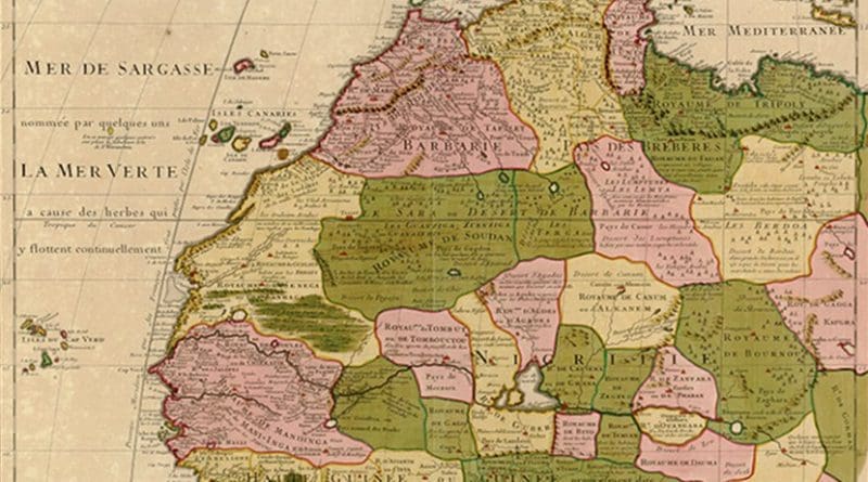 1707 map of northwest Africa by Guillaume Delisle, including the Maghreb. Source: Wikipedia Commons.