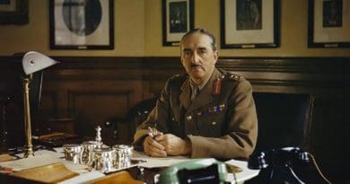 The Chief of the Imperial General Staff, General Sir Alan Brooke, at his desk at the War Office, 1942. War Office official photographer, Wikimedia Commons.