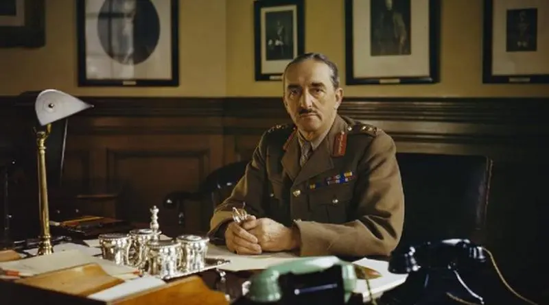 The Chief of the Imperial General Staff, General Sir Alan Brooke, at his desk at the War Office, 1942. War Office official photographer, Wikimedia Commons.
