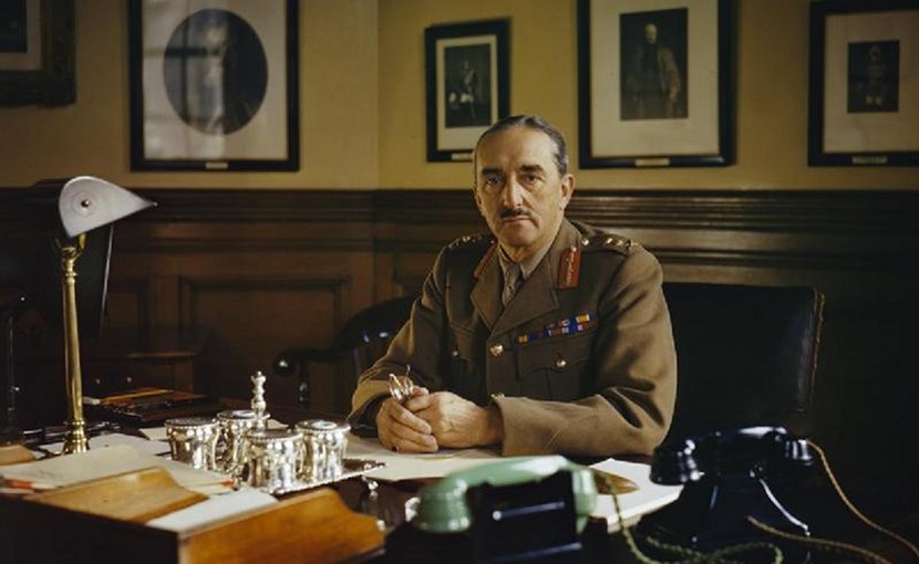 The Chief of the Imperial General Staff, General Sir Alan Brooke, at his desk at the War Office, 1942. War Office official photographer, Wikimedia Commons.