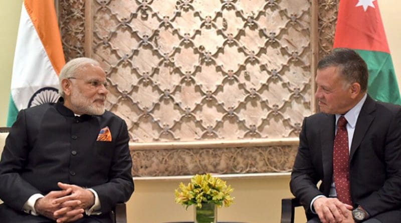 India's Prime Minister, Shri Narendra Modi with the King of Jordan His Majesty Abdullah II Bin Al-Hussein, at Amman, Jordan. Photo Credit: India PM Office.