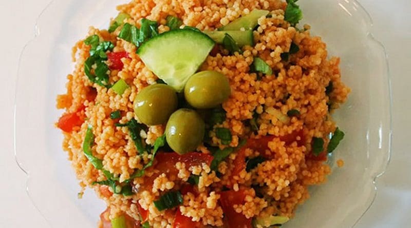 "Kısır" is a couscous salad from Turkish Cuisine. Photo by Noumenon.