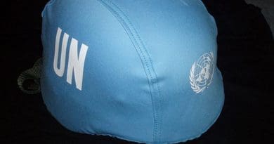 UN Blue Helmet. Photo by Daniel Košinár, Wikimedia Commons.