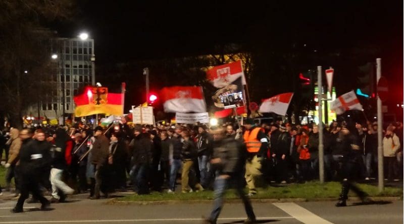 Demonstration of German radical right group Pegida. Photo by Kalispera Dell, Wikimedia Commons.