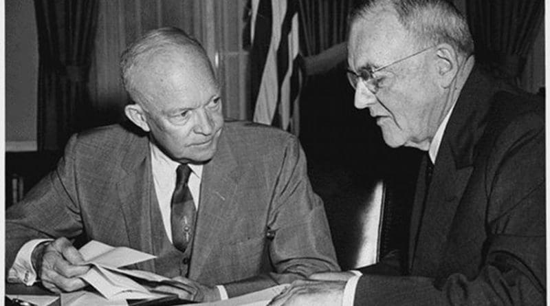 President Eisenhower and John Foster Dulles in 1956. Source: Wikimedia Commons