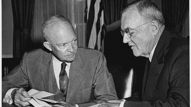 President Eisenhower and John Foster Dulles in 1956. Source: Wikimedia Commons