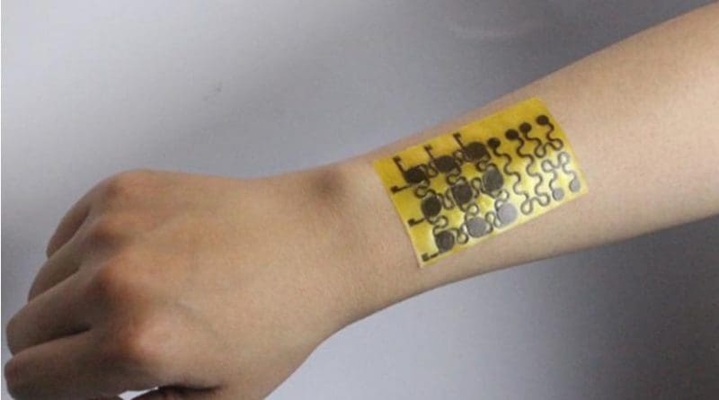 This is a section of "e-skin." Credit Jianliang Xiao / University of Colorado Boulder