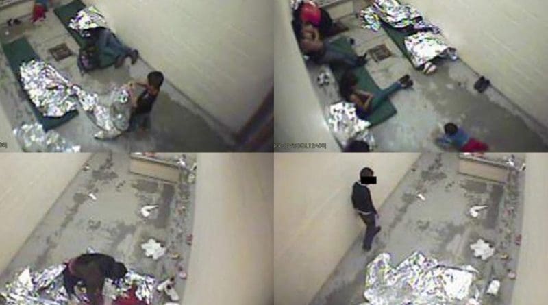Footage of women and children in immigration holding cells in Douglas, Arizona, September 2015, made public in 2016 after a group of migrants challenged detention conditions in the cells. US Customs and Border Protection via American Immigration Council