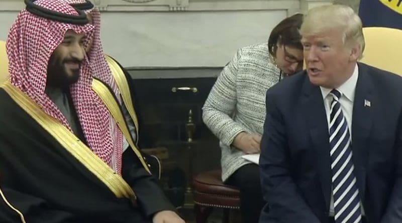 President Trump Meets with Crown Prince Mohammad bin Salman of the Kingdom of Saudi Arabia. Source: White House video screenshot.