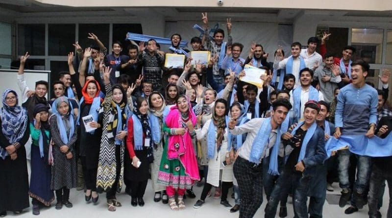 Afghan Peace Volunteers and friends in Kabul celebrate the International Day of Peace in Sept 2017