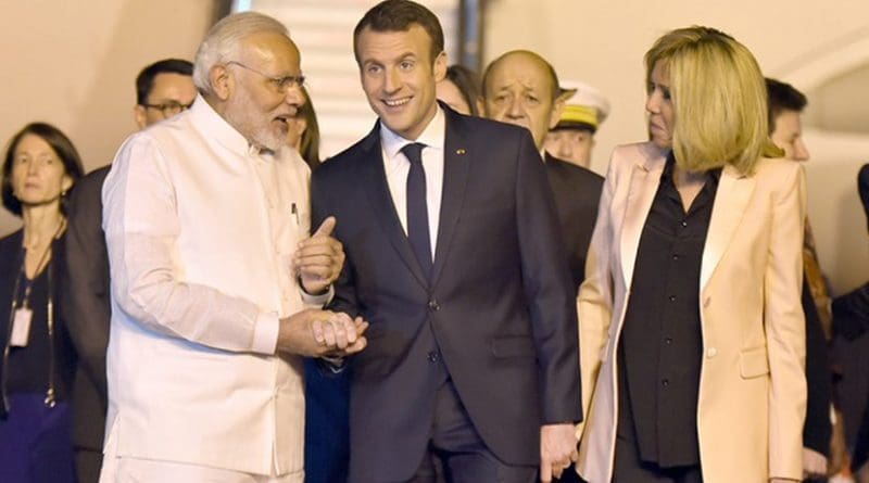India's Prime Minister, Shri Narendra Modi welcomes the President of the French Republic, Mr. Emmanuel Macron. Photo Credit: India PM office.