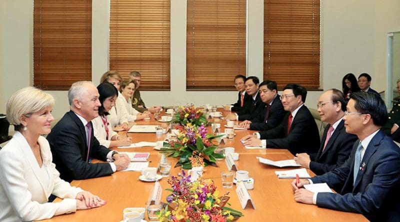 Talks between Vietnam's PM Nguyen Xuan Phuc and Australia's PM Malcolm Turnbull. Photo: VGP