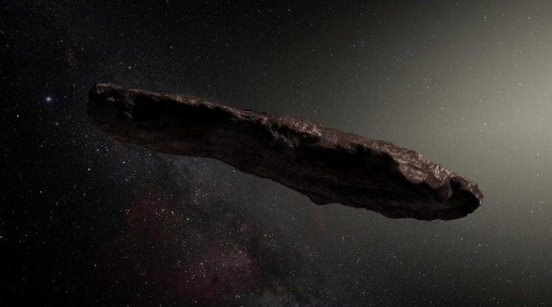 This is an artist's impression of 'Oumuamua. Credit: ESO / M. Kornmesser. Credit Credit: ESO / M. Kornmesser