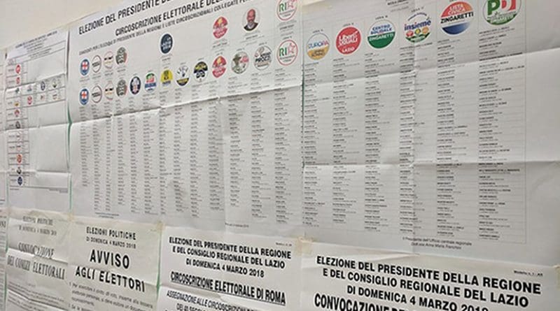 Candidate lists at a Rome polling station (4/3/2018) Photo: OSCE Parliamentary Assembly (CC BY-SA 2.0).