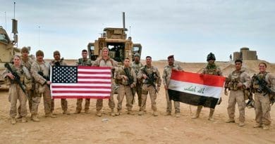 U.S. Marines deployed in support of Combined Joint Task Force Operation Inherent Resolve pose with Iraqi service members in Iraq, Nov. 27, 2017. Marine Corps photo by Capt. Christian Lopez
