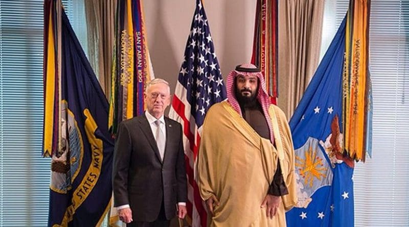Photo showing Crown Prince Mohammed Bin Salman and Defense Secretary James Mattis at the Pentagon. (SPA)