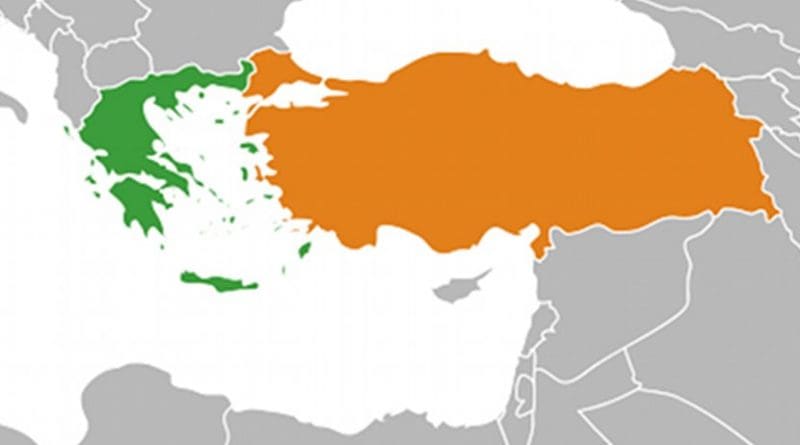 Locations of Greece (green) and Turkey. Source: WIkipedia Commons.