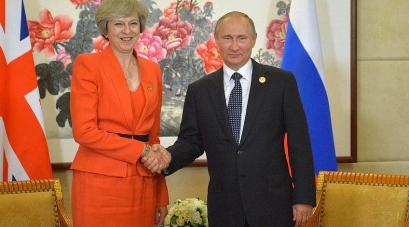 Prime Minister of Great Britain Theresa May with Russia's President Vladimir Putin. Photo Credit: Kremlin.ru
