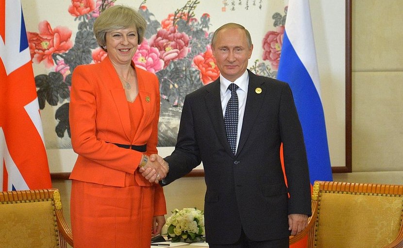 Prime Minister of Great Britain Theresa May with Russia's President Vladimir Putin. Photo Credit: Kremlin.ru