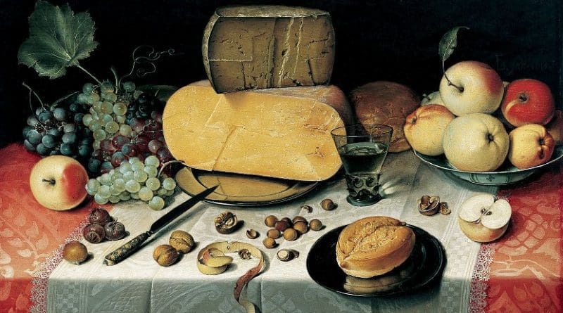 Still-Life with Fruit, Nuts and Cheese by Floris van Dyck (circa 1575–1651)