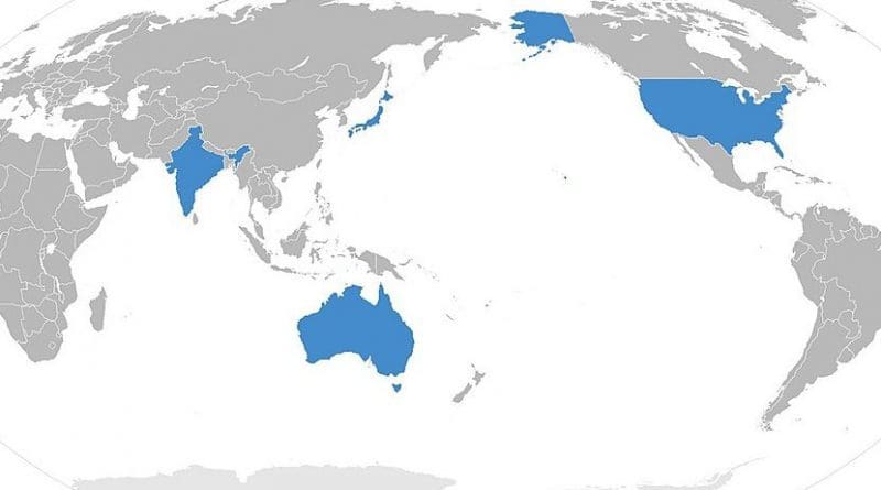 Members of the Quad (Quadrilateral Security Dialogue): US, Japan, India and Australia. Wikipedia Commons.
