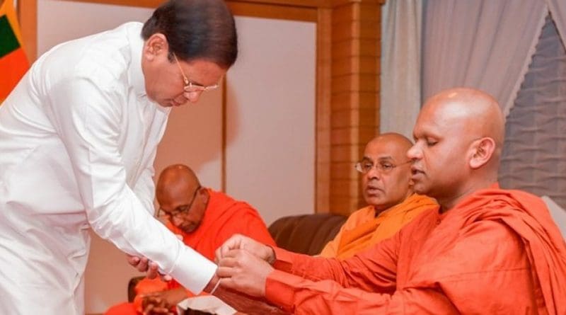 President Maithripala Sirisena meets with the Chief Incumbents of the Sri Lanka Buddhist Temples in Japan in Tokyo. Photo Credit: Sri Lanka government.