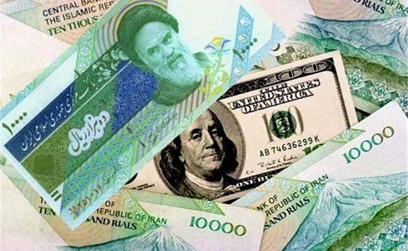 Iranian rials and US $100 banknote.