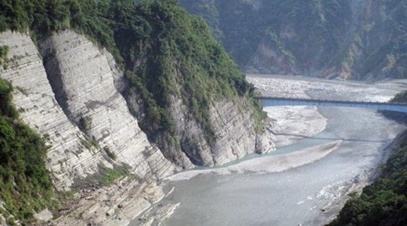 A new study found that the process of mountain erosion can be a source of new carbon dioxide gas that can release it back into the atmosphere far faster than it's being absorbed into newly exposed rock. The researchers conducted fieldwork in one of the most erosion-prone mountain chains in the world -- the central range of Taiwan (above). Credit Image by Robert Hilton, Durham University