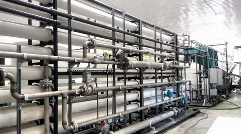 Part of a reverse osmosis system on a dairy farm. This treatment technology passes manure slurry through a series of membranes to purify and recycle water. Credit Credit: Diana Aga