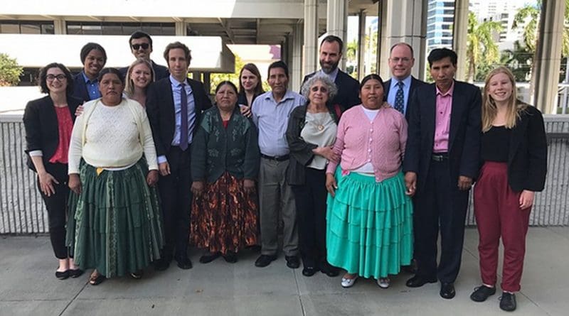 Bolivian plaintiffs and legal team. Photo Credit: Center for Constitutional Rights