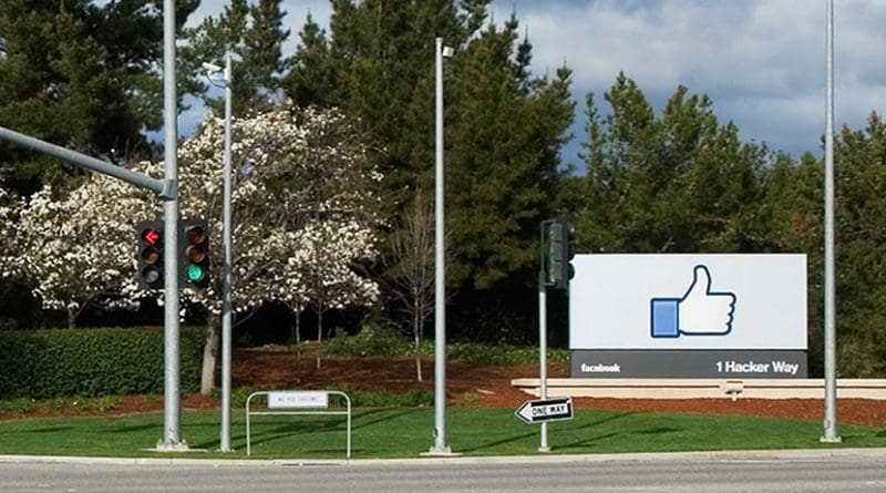 Entrance to Facebook Headquarters in California. Photo by LPS.1, Wikipedia Commons.