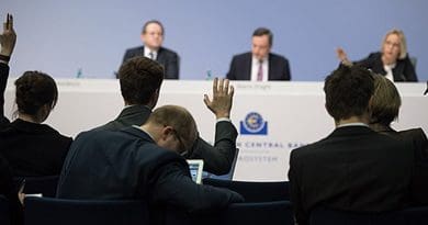 Press conference at the European Central Bank. Photo Credit: ECB