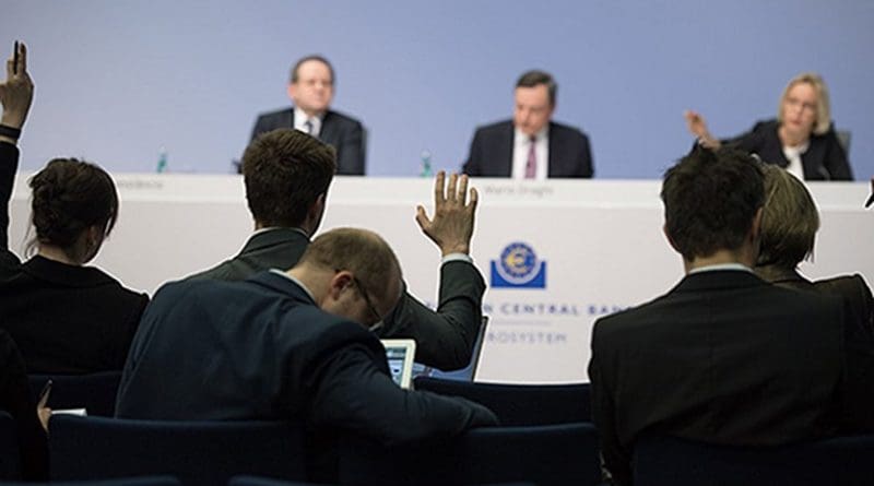 Press conference at the European Central Bank. Photo Credit: ECB