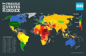 According to The Fund for Peace indices of failed states, most of the states in the worst stage of failure are Muslim-majority and located in sub-Saharan Africa.