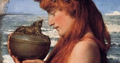 Detail of Lawrence Alma-Tadema's water-colour of an ambivalent Pandora, 1881. Wikipedia Commons.