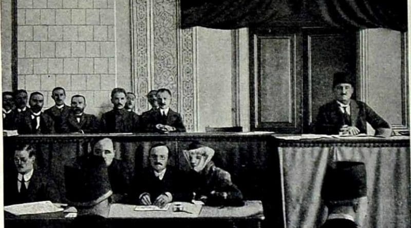 The first meeting of the Azerbaijan Democratic Republic’s parliament, 1918.