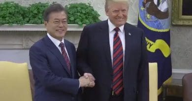 US President Donald Trump and President Moon of the Republic of Korea. Photo: White House video screenshot.