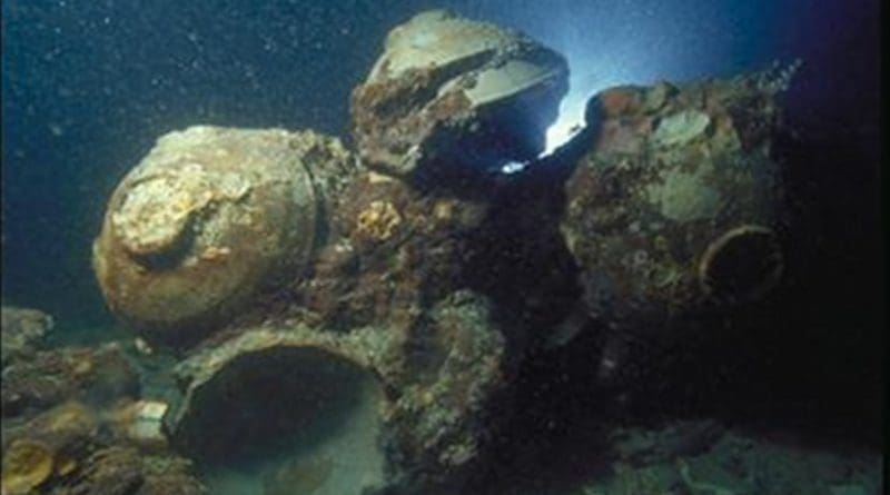 Chinese ceramic bowls in situ at the Java Sea Shipwreck site. Credit © The Field Museum, Anthropology, Photographer Pacific Sea Resources