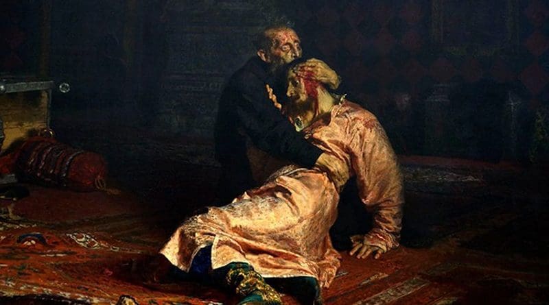 Ivan the Terrible and His Son Ivan on November 16th, 1581. Painting by Ilya Repin (1885). Source: Wikipedia Commons.