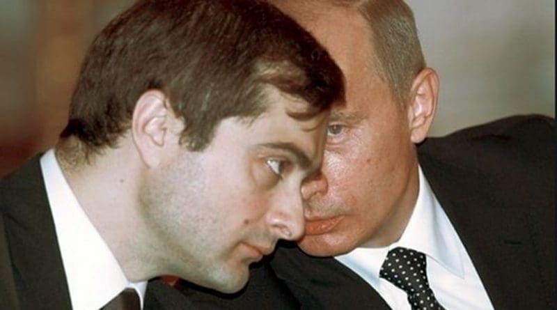 Vladislav Surkov with President Vladimir Putin (Source: WikiImages)